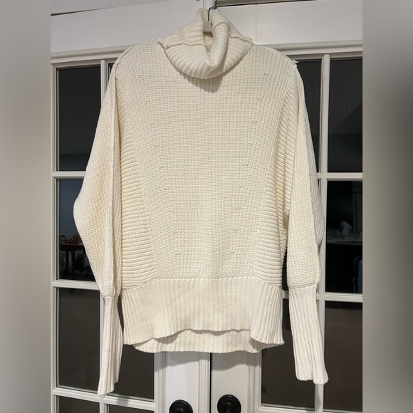 SEND OFFERS Free People Cocoa Turtleneck Oversized Ivory Sweater Tunic Dress - Picture 5 of 6